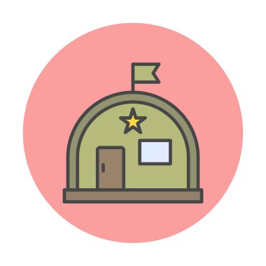 Basit Askeri Depo simgesi, vektör illüstrasyonu