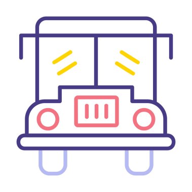 Okul otobüsü. Web simgesi basit illüstrasyon