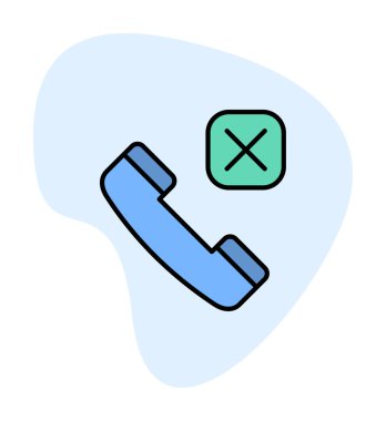 Arama telefonunun vektör illüstrasyonu Reddedilmiş simge