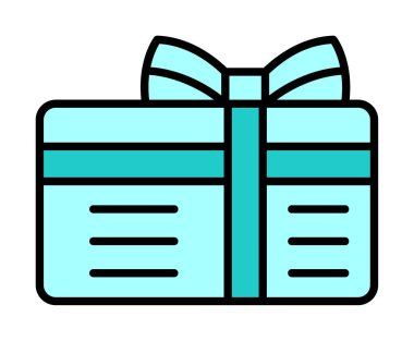 Kurdeleli hediye kutusu ve yay düz simge, vektör illüstrasyonu