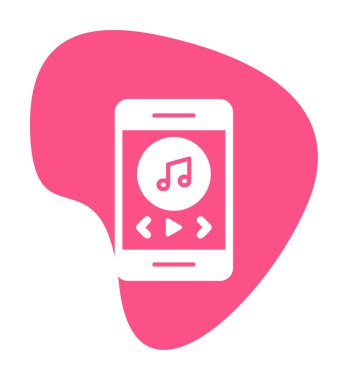 Müzik notası ikon vektör illüstrasyon tasarımı ile akıllı telefon müzik çalıcı                               