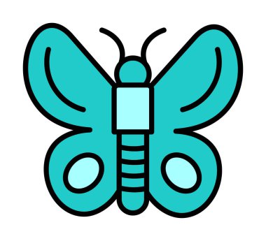 Kelebek Vektör Simgesi Düz Çizim 