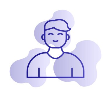 Saç stili vektör çizimi olan genç erkek avatar. 