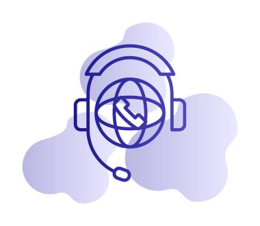 Basit Dünya Çağrı Merkezi Desteği simgesi, vektör illüstrasyonu