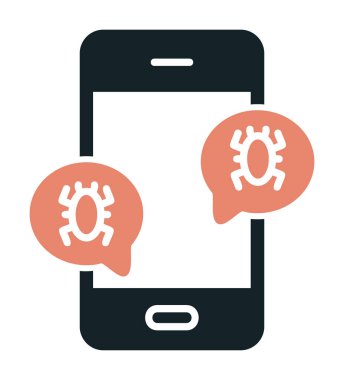 akıllı telefon virüslerle enfekte, vektör illüstrasyonu basit tasarım