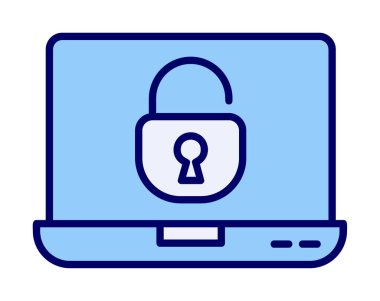 dizüstü bilgisayar Aygıtı Kilitli simge vektör çizimi