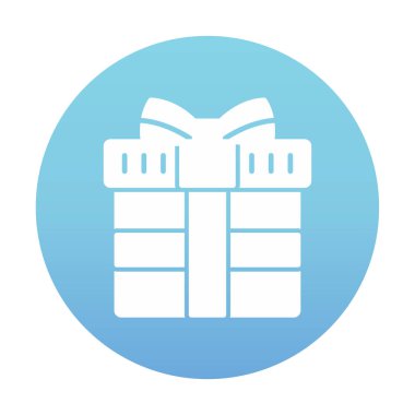 Hediye ikonlu kutu. Düz stil. Vektör çizimi. beyaz arkaplanda izole.