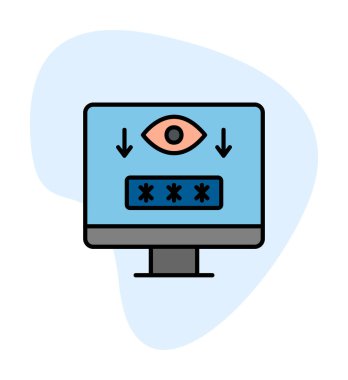 Basit Bilgisayar Casus Yazılımı simgesi, vektör illüstrasyonu