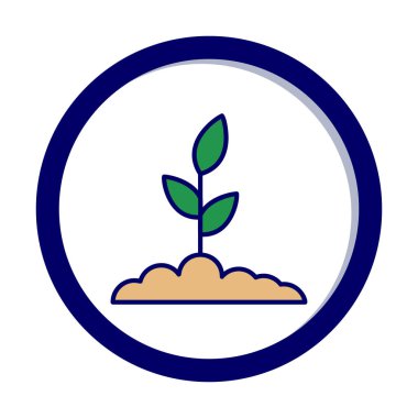 Yer simgesinde büyüyen bitki, vektör illüstrasyonu 