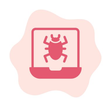 Virüs bulaşmış Laptop Simgesi - Virüs Simgesi