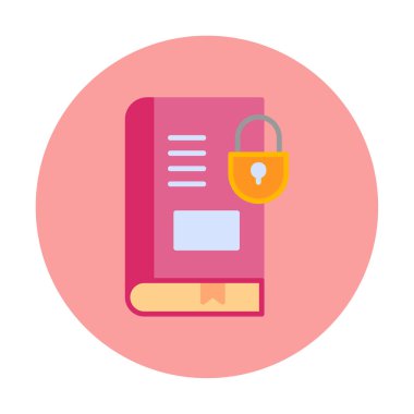 Asma kilit simgesine sahip kitap, vektör illüstrasyon tasarımı, Güvenli Kitap sembolü 