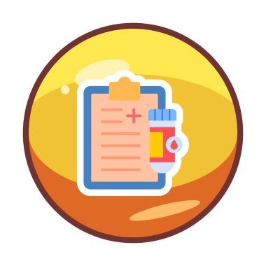 İdrar raporu ikonu. tıbbi sembol, vektör illüstrasyonu 