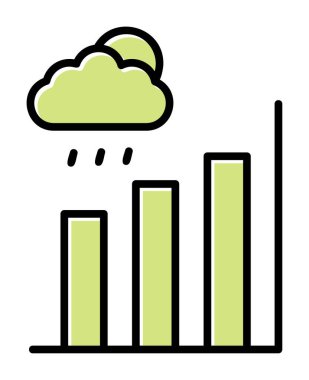 Basit yağmur bulutu ve Grafik simgesi, vektör illüstrasyonu