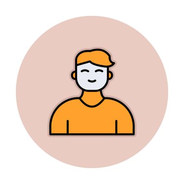 Saç stili vektör çizimi olan genç erkek avatar. 