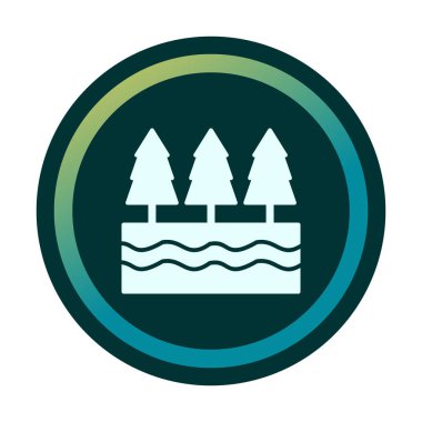 Nehir ve ağaçlar düz ikon vektör çizimi 