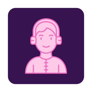 DJ avatar web simgesi, vektör illüstrasyonu 