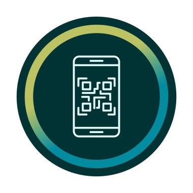 Akıllı Telefon Ekran Web simgesi Qr Kodu, vektör illüstrasyonu 