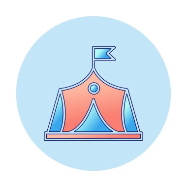 Askeri çadır simgesi, vektör illüstrasyonu