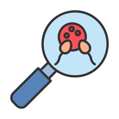 Büyüteç cam simgesi, vektör illüstrasyonlu bakteri denetimi  