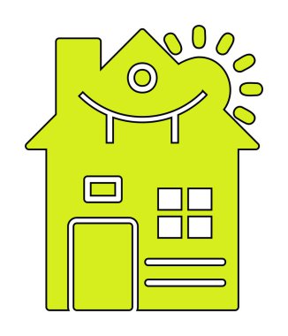 ev düz simgesi, vektör illüstrasyonu 