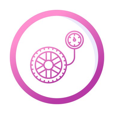 Tekerlek basıncı, arka planda izole edilmiş simge, otomatik servis, araba tamiri