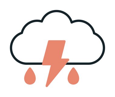 Gök gürültüsü hava durumu ikonu vektör çizimi tasarımı