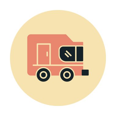 Karavan ikonu. İnce çizgi tasarımı çizimi. vektör illüstrasyonu.