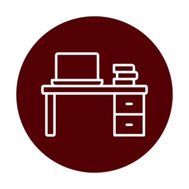 Ofis masa simgesinin vektör illüstrasyonu 