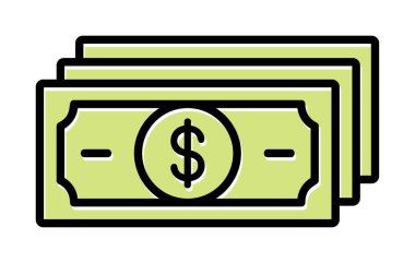 Dolar para çizgisi simgesi, vektör illüstrasyonu