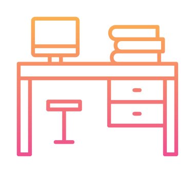 ofis masası simgesi, basit vektör illüstrasyonu