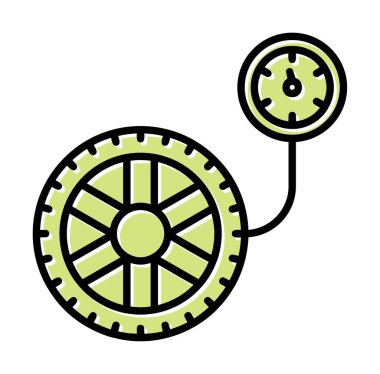 Tekerlek basıncı, arka planda izole edilmiş simge, otomatik servis, araba tamiri