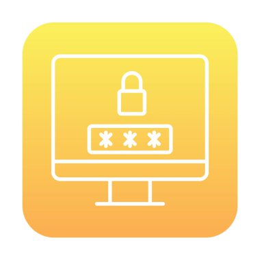 Basit Bilgisayar monitörü Ekran simgesi, vektör illüstrasyonunu kilitle