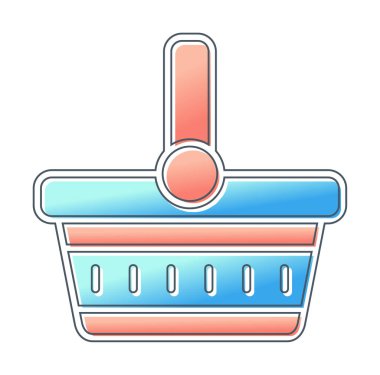 piknik sepeti web simgesi, vektör illüstrasyonu 