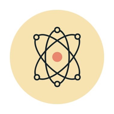 Moda düz biçimli atom simgesi, bilim simgesi vektör illüstrasyonu                     