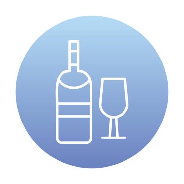 şarap şişe ve cam kutsal kişilerin resmi, vektör çizim  