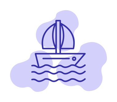 Arka planda basit bir yelkenli ikonu var. vektör illüstrasyonu