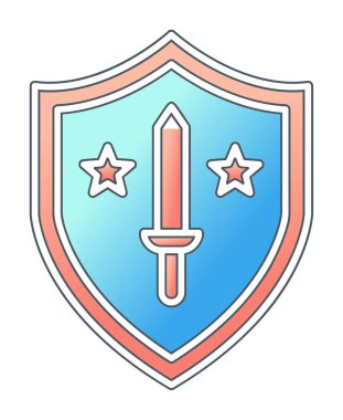 Kılıç vektör ağ simgesine sahip Askeri Kalkan, vektör illüstrasyonu 