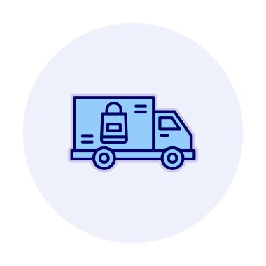 Teslimat kamyonu vektör simgesi modern basit illüstrasyon                        