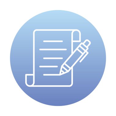 Kalem simgesi ve vektör illüstrasyonlu kağıt sayfası 