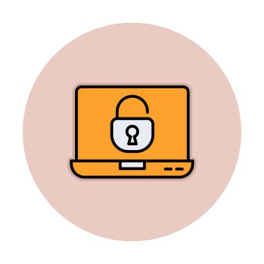 dizüstü bilgisayar Aygıtı Kilitli simge vektör çizimi