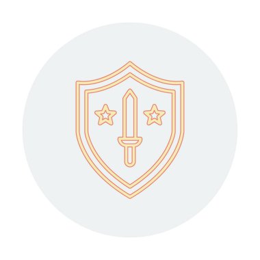 Kılıç vektör ağ simgesine sahip Askeri Kalkan, vektör illüstrasyonu 