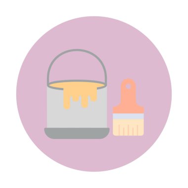 Boya fırçası ve kova vektör çizimi, simge ögesi arkaplanı                    