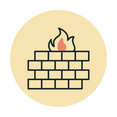 Şömine simgesinin vektör illüstrasyonu 