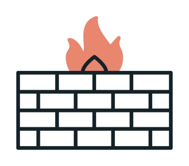 Şömine simgesinin vektör illüstrasyonu 