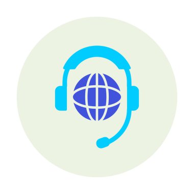 Kulaklık simgesinde Dünya küresi, vektör illüstrasyonu 