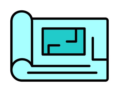 harita düz simgesi, vektör illüstrasyonu