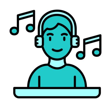 DJ avatar web simgesi, vektör illüstrasyonu 