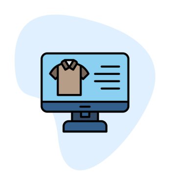 Basit Kumaş Çevrimiçi Alışveriş simgesi, vektör illüstrasyonu