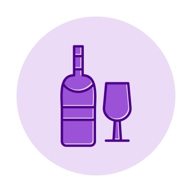 şarap şişe ve cam kutsal kişilerin resmi, vektör çizim  