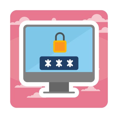 Basit Bilgisayar monitörü Ekran simgesi, vektör illüstrasyonunu kilitle